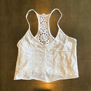 Aerie White Sleeveless Crop Tank Top